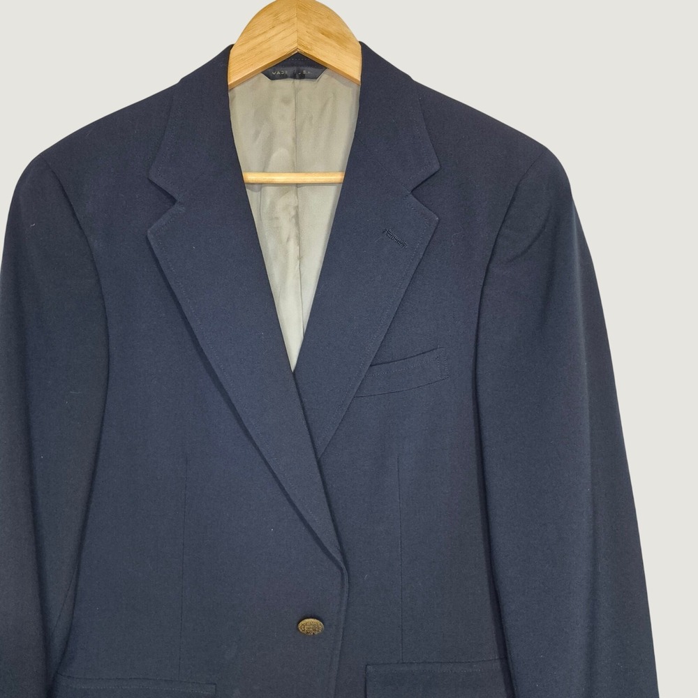 Polo University Club Ralph Lauren Blazer Mens 36 Navy Blue Ivy Gold Button Vtg